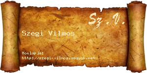 Szegi Vilmos névjegykártya